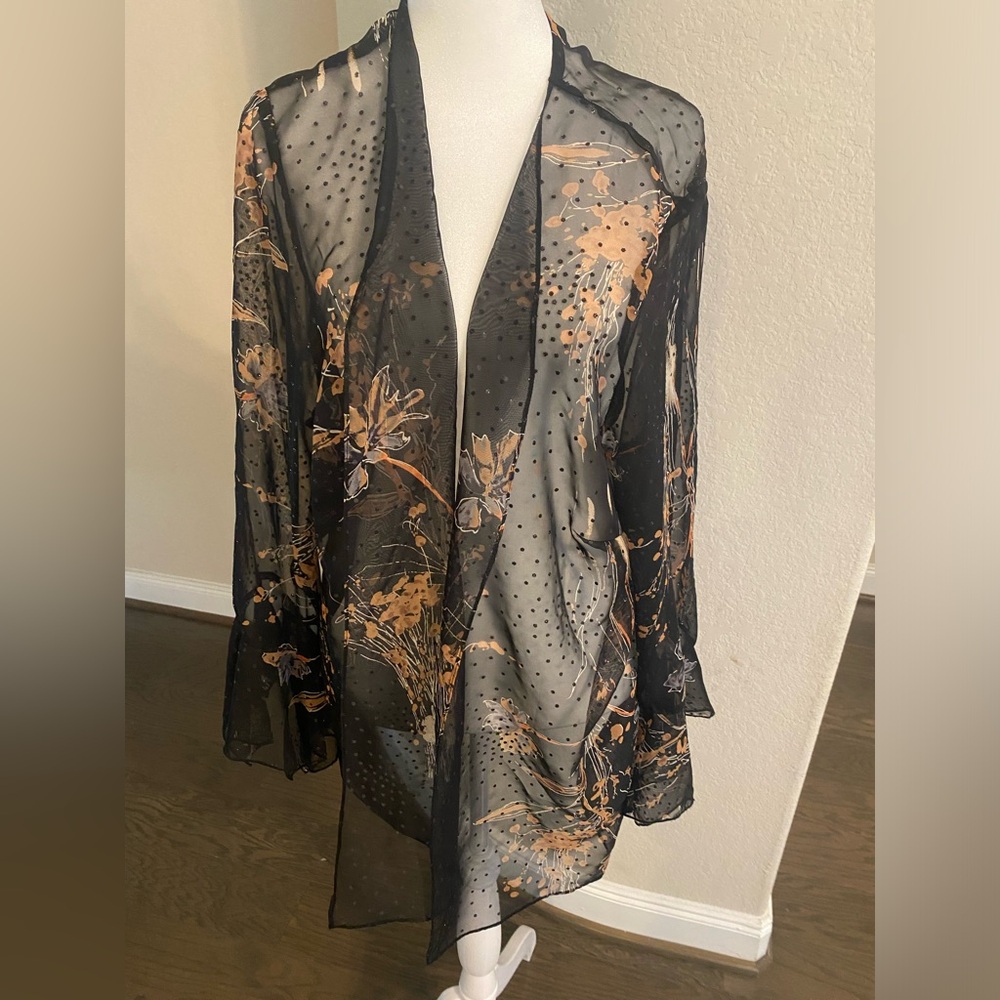 Black, Brown, and White Sparkly Neutral Sheer Cardigan Elegant Dressy Evening